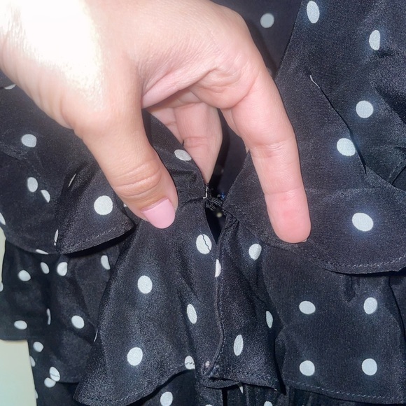 We Are Leone Ruby Ruffle Black Polka Dot 100% Silk Maxi Cardigan XS/S - Picture 8 of 12